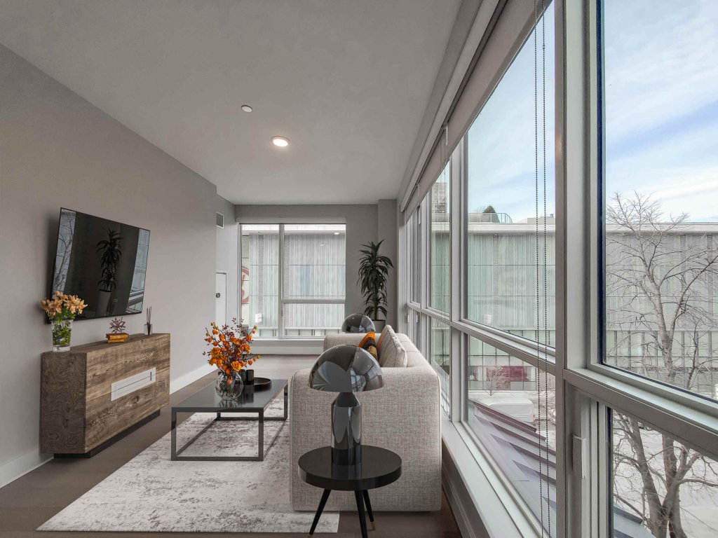 living room at the clark best apartments in chicago